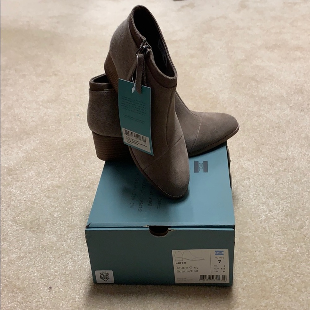Toms Women’s Loren Bootie in Taupe Grey Size 7